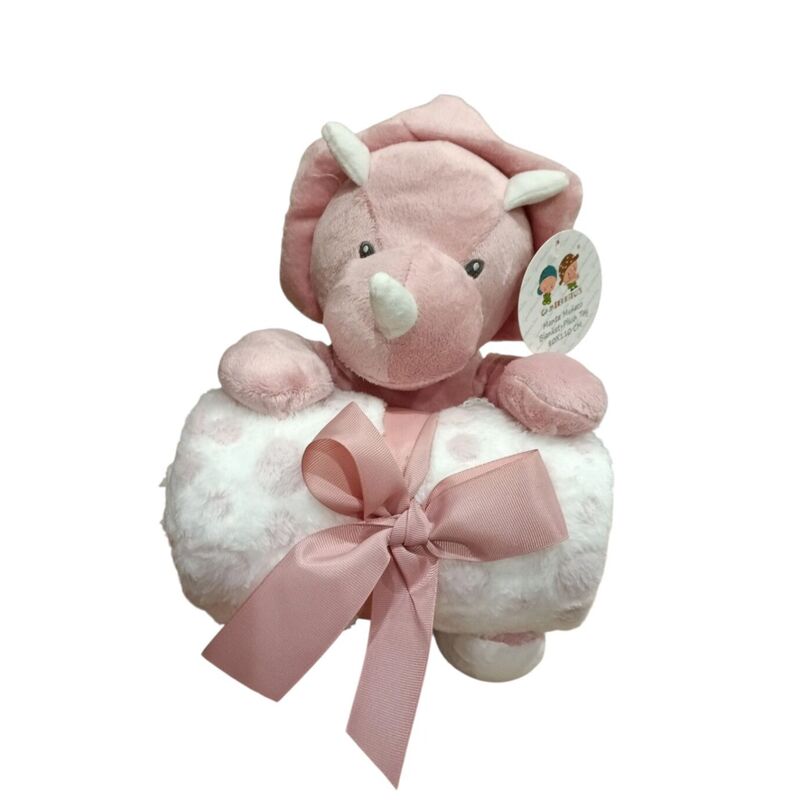 11011 Muñeco con  manta de 80 x 110 gamberritos. JUGUETES PARA BEBE - PELUCHES Y MUÑECOS PRIMEROS . Color ROSA EMPOLVADO . 