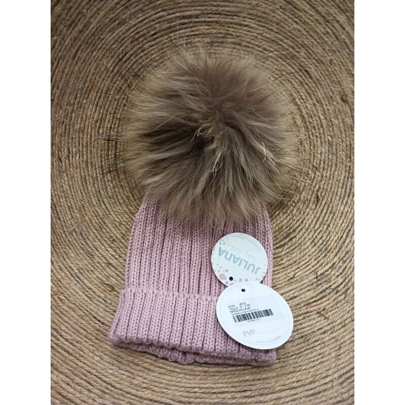GORRO POM POM PELO J870 JULIANA. ROPA PARA BEBES ,PREMAMA Y COLEGIAL - DE 0 5 AÑOS INVIERNO GORROS BUFANDAS GUANTES COMPLEMENTOS