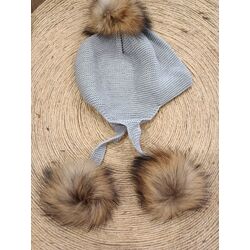 212 818 Gorro Aviador 3 pompones gris sigar. ROPA PARA BEBES ,PREMAMA Y COLEGIAL - DE 0 5 AÑOS COMPLEMENTOS . TALLAS 5 años. 
