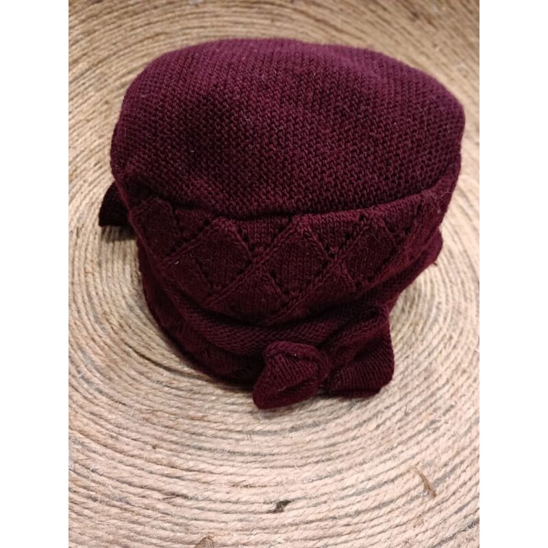 GORRO DE ATAR  300  GRANATE JOSE LUIS NAVARRO. ROPA PARA BEBES ,PREMAMA Y COLEGIAL - DE 0 5 AÑOS INVIERNO GORROS BUFANDAS