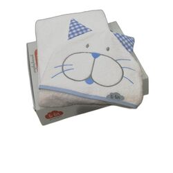 20121 CAPA DE BAÑO GATO AZUL GARVEL. PUERICULTURA Y COMPLEMENTOS PARA BEBES - BAÑO TOALLAS CAPAS DE . Color Azul. 