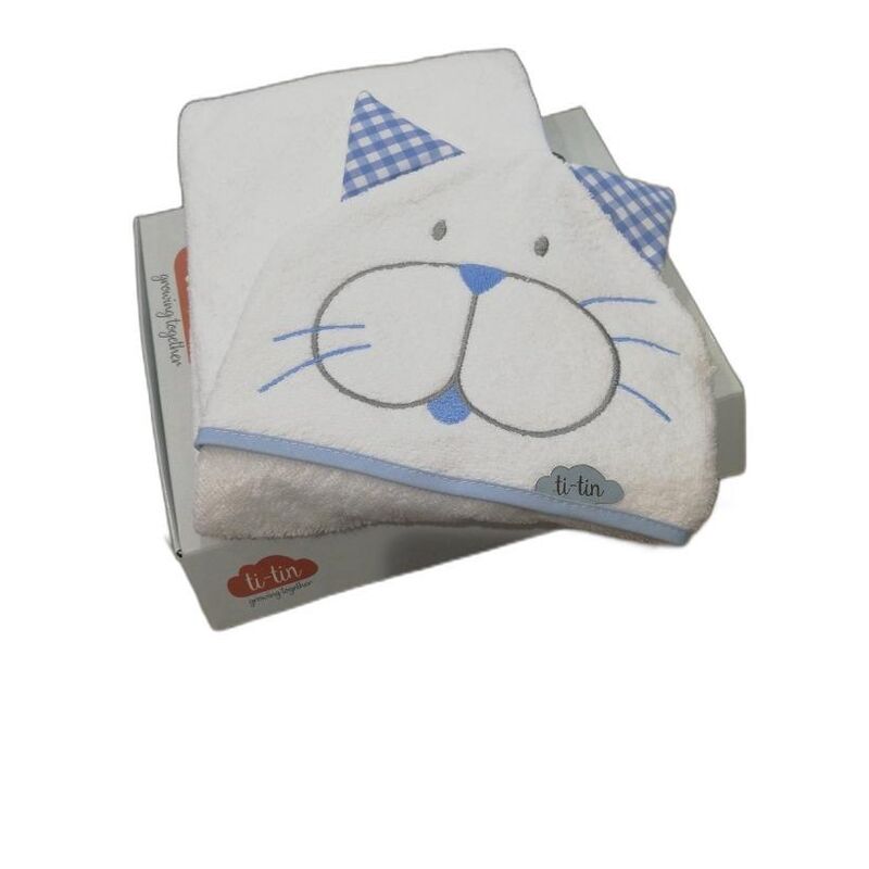 20121 CAPA DE BAÑO GATO AZUL GARVEL. PUERICULTURA Y COMPLEMENTOS PARA BEBES - BAÑO TOALLAS CAPAS DE . Color Azul. 