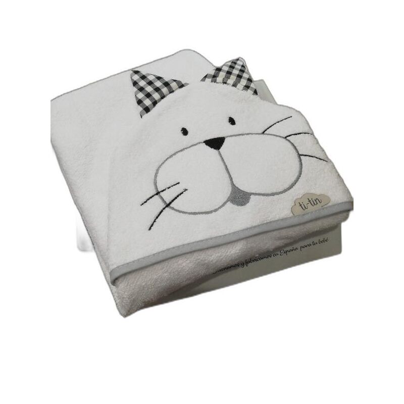 20121 CAPA DE BAÑO GATO NEGRO GARVEL. PUERICULTURA Y COMPLEMENTOS PARA BEBES - BAÑO TOALLAS CAPAS DE . Color Negro. 