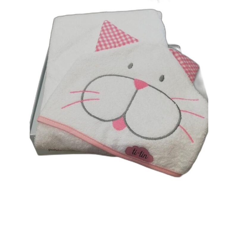 20121 CAPA DE BAÑO GATO ROSA GARVEL. PUERICULTURA Y COMPLEMENTOS PARA BEBES - BAÑO TOALLAS CAPAS DE . Color Rosa. 