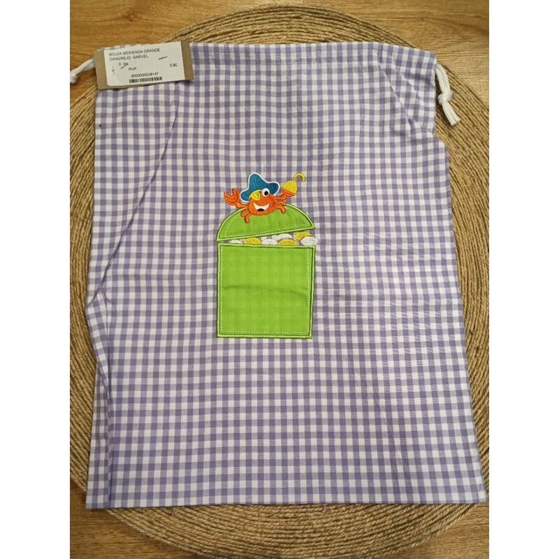 BOLSA MERIENDA GRANDE CANGREJO  GARVEL. ROPA PARA BEBES ,PREMAMA Y COLEGIAL - COLEGIO ,MANDILONES, MOCHILAS ACCESORIOS . Color