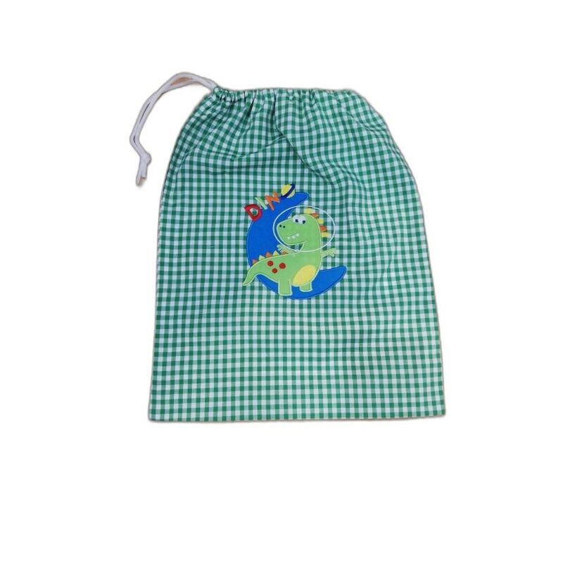 BOLSA MERIENDA GRANDE DINO GARVEL. ROPA PARA BEBES ,PREMAMA Y COLEGIAL - COLEGIO ,MANDILONES, MOCHILAS INFANTILES . Color Verde.