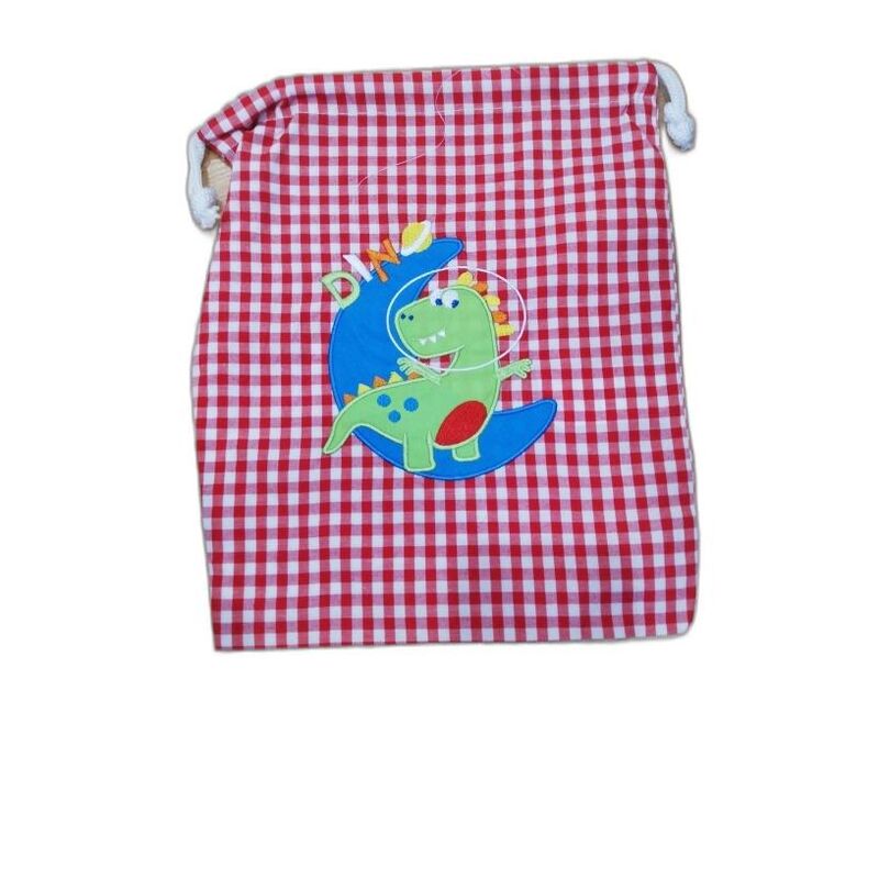 BOLSA MERIENDA PEQUEÑA DINO GARVEL. ROPA PARA BEBES ,PREMAMA Y COLEGIAL - COLEGIO ,MANDILONES, MOCHILAS INFANTILES . Color Rojo.