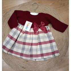 Vestido combinado punto cuadros Cucadas V9210. ROPA PARA BEBES ,PREMAMA Y COLEGIAL - DE 0 5 AÑOS INVIERNO NIÑA Vestidos . Color