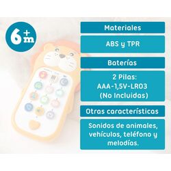 5873 Teléfono musical león para bebés con sonidos de animales Kiokids. JUGUETES PARA BEBE - MOVILES, PROYECTORES CARRILLONES