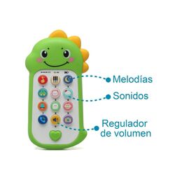 5874 Teléfono musical dinosaurio para bebés con sonidos y melodías Kiokids. JUGUETES PARA BEBE - MOVILES, PROYECTORES