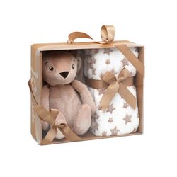 6048 Conejo de peluche marrón con mantita de estrellas kiokids. PUERICULTURA Y COMPLEMENTOS PARA BEBES - ACCESORIOS DE . Color