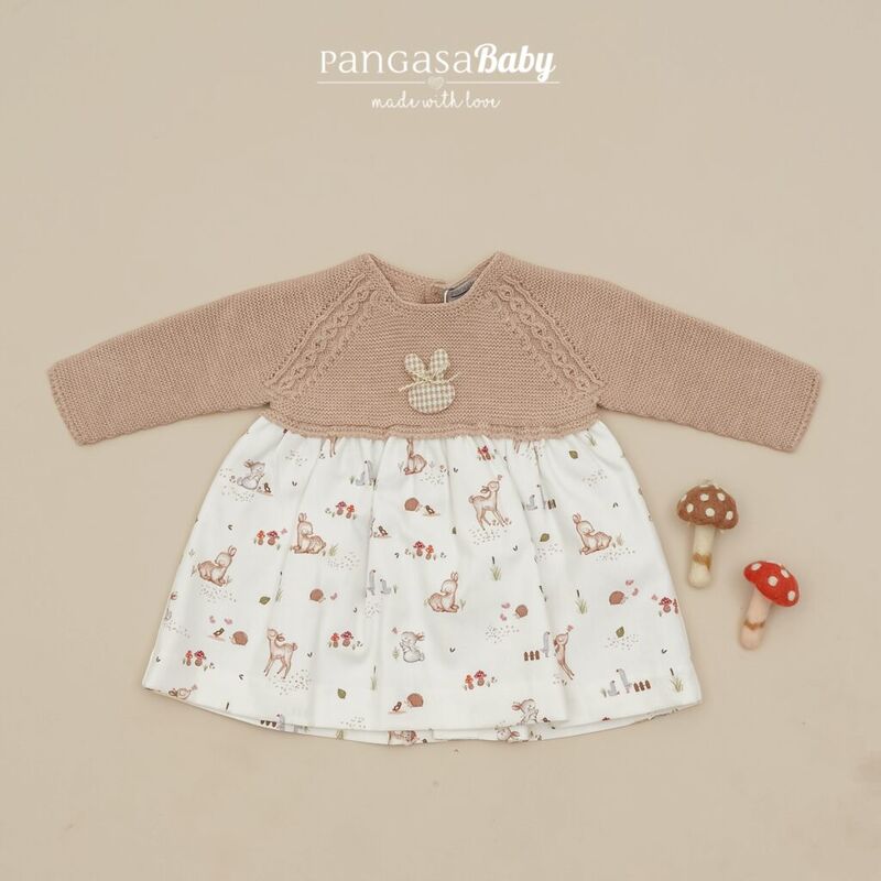 1502830 VESTIDO BAMBI Y CONEJO. ROPA PARA BEBES ,PREMAMA Y COLEGIAL - DE 0 5 AÑOS INVIERNO NIÑA Vestidos . Color CAMEL. TALLAS 9