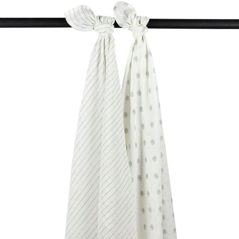 451074 Muselina Grande Pack De 2 120X120 Medot Stripe Soft Green. COCHECITOS-CARRICOCHES PARA BEBE SACOS Y TEXTILES MUSELINAS