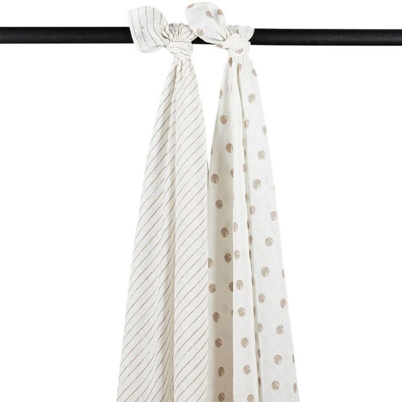 54728 MUSELINA GRANDE PACK DE 2 120x120 CM ME-DOT STRIPE SAND  CAMBRASS. COCHECITOS-CARRICOCHES PARA BEBE SACOS Y TEXTILES