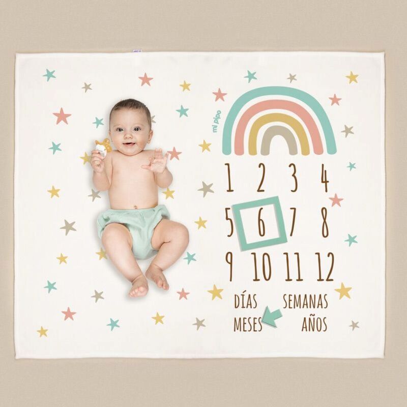Manta cumplemes Arcoíris personalizada Sin nombre MI MPIPO. MOBILIARIO Y DECORACION PARA BEBE - . Color 0. 