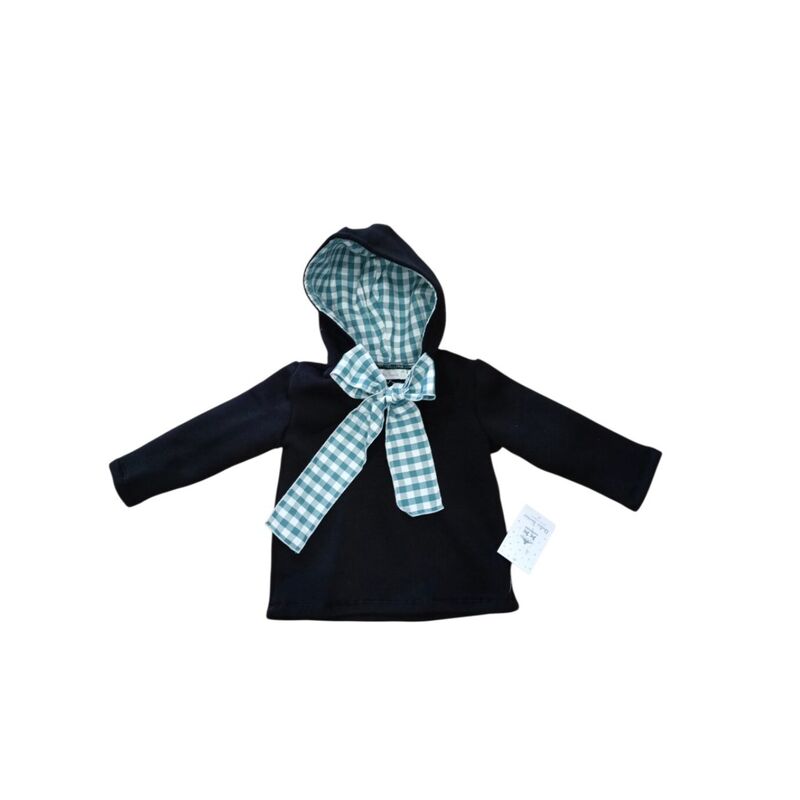 SUDADERA CON CAPUCH Y LAZO DULCE TIOVIVO NEGRA. ROPA PARA BEBES ,PREMAMA Y COLEGIAL - DE 0 5 AÑOS INVIERNO NIÑA deportiva