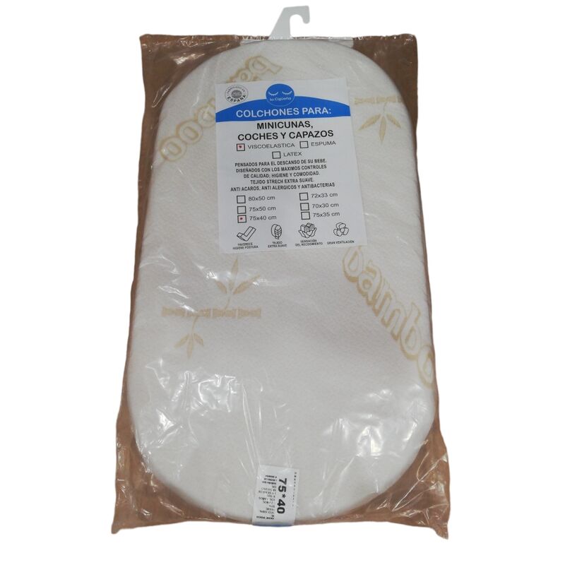 COLCHÓN CAPAZO DE VISCOLASTICA 75X40 CM GIGUEÑA. MOBILIARIO Y DECORACION PARA BEBE - COLCHONES . Color Blanco. 