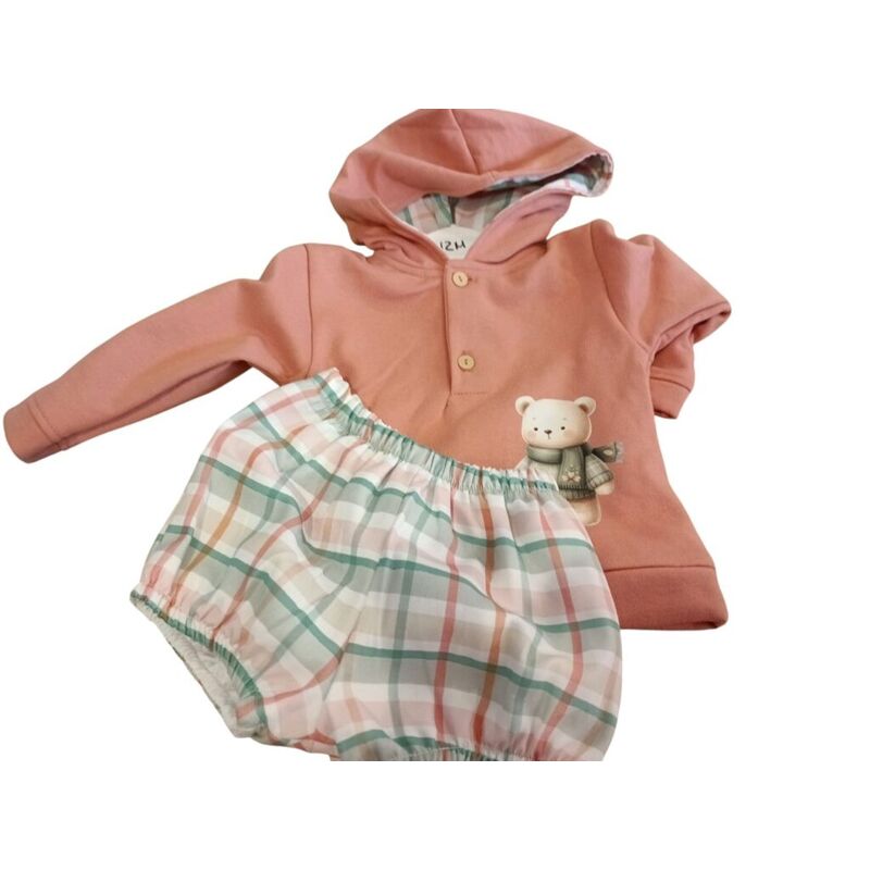 31757 CONJUNTO DE SUDADERA CON CAPUCHA Y BRAGA ESTAMPADO CON OSITO. ROPA PARA BEBES ,PREMAMA Y COLEGIAL - DE 0 5 AÑOS INVIERNO