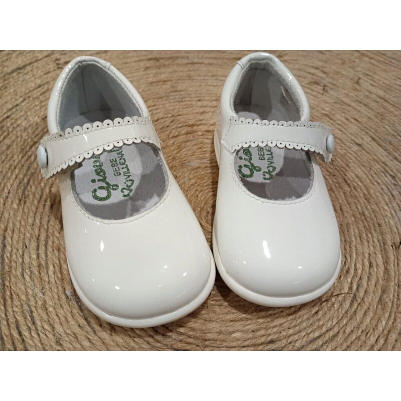 ZAPATO PREANDANTE 1567 CHAROL BLANCO  GIOVI. ZAPATOS PARA BEBE - CALZADO NIÑA OUTLET . CALZADO 19. 