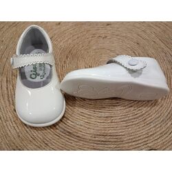 ZAPATO PREANDANTE 1567 CHAROL BLANCO  GIOVI. ZAPATOS PARA BEBE - CALZADO NIÑA OUTLET . CALZADO 19. 