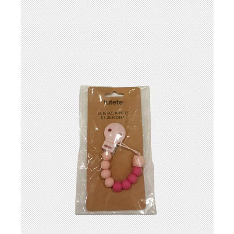 Sujetachupetes silicona dúo Rosa Tutete. PUERICULTURA Y COMPLEMENTOS PARA BEBES - ACCESORIOS DE PORTEO LACTANCIA TETINAS