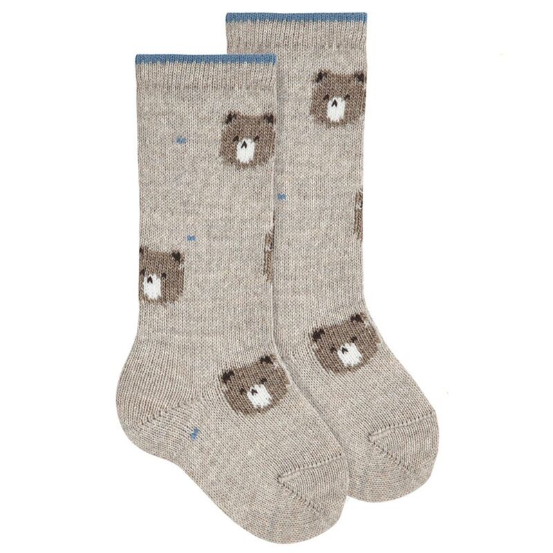 18762 Calcetines altos mezcla lana merino osito TURRON condor. ROPA PARA BEBES ,PREMAMA Y COLEGIAL - DE 0 5 AÑOS COMPLEMENTOS .