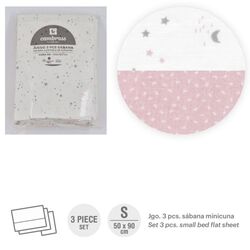 53338 TRÍPTICO SÁBANAS MINICUNA 50x90x1 CM SKY ROSA CAMBRASS. MOBILIARIO Y DECORACION PARA BEBE - ROPA CUNA MINICUNA SABANAS