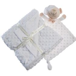 10339 Manta con Dou Dou  de 80x110 blanco  gamberritos. MOBILIARIO Y DECORACION PARA BEBE - CUNAS ROPA MINICUNA . Color Blanco. 