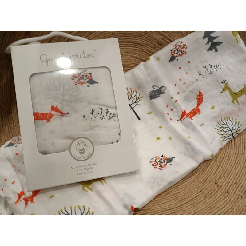 11030 MUSELINA BAMBU 120X120CM GAMBERRITOS. COCHECITOS-CARRICOCHES PARA BEBE SACOS Y TEXTILES MUSELINAS GASAS PUERICULTURA