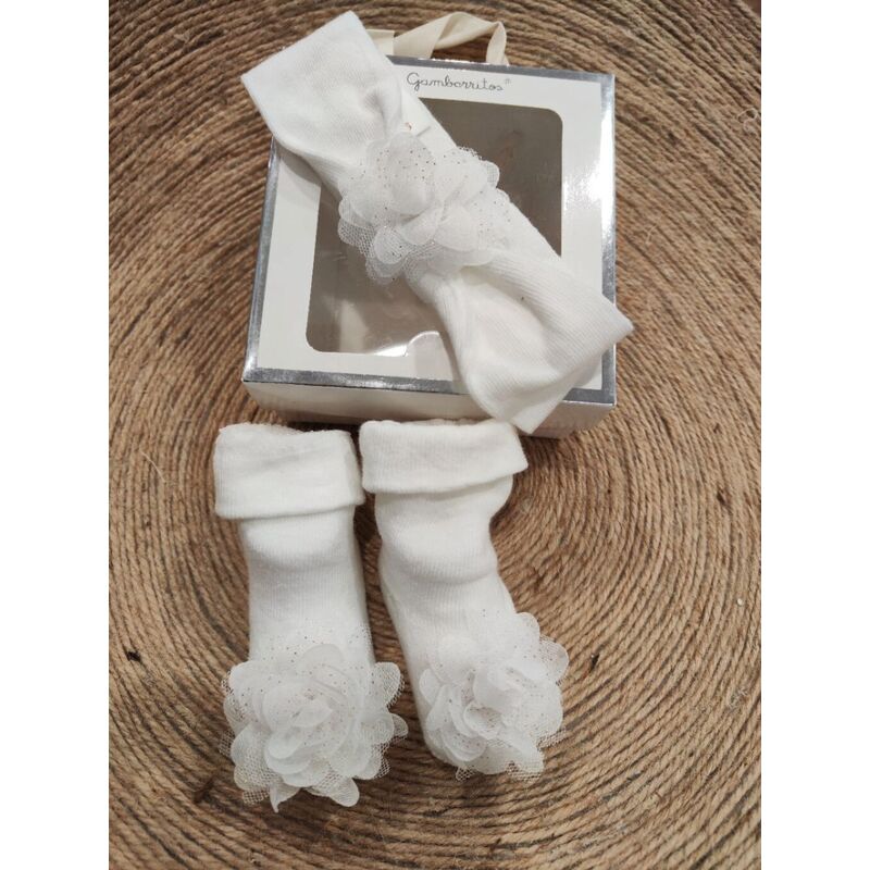 11035 Diadema con peucas con flor Gamberritos. ROPA PARA BEBES ,PREMAMA Y COLEGIAL - DE 0 5 AÑOS INTERIOR LEOTARDOS CALCETINES