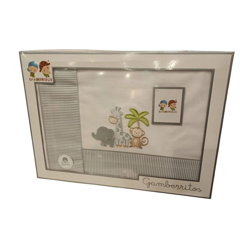 11054 Triptica sábanas tres piezas  minicuna 80X 50 gamberritos. MOBILIARIO Y DECORACION PARA BEBE - ROPA CUNA MINICUNA SABANAS