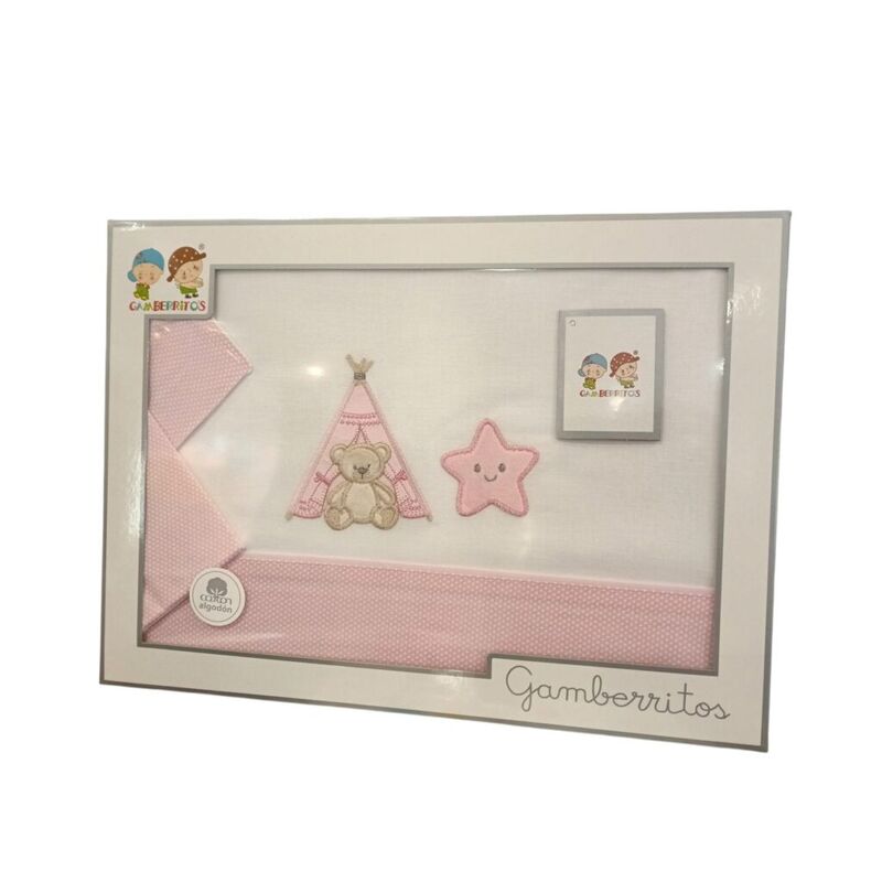 11055 TRIPTICO SABANAS DE CUNA 60 X120 GAMBERRITOS. MOBILIARIO Y DECORACION PARA BEBE - ROPA CUNA MINICUNA SABANAS . Color Rosa.