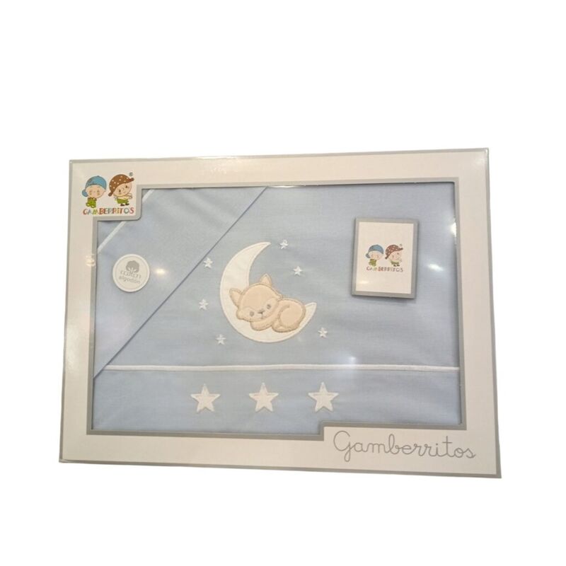 11058 TRIPTICO SABANAS DE CUNA 60 X120 GAMBERRITOS. MOBILIARIO Y DECORACION PARA BEBE - ROPA CUNA MINICUNA SABANAS . Color Azul.