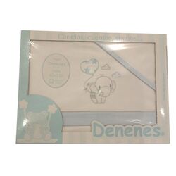 142 Juego de sábanas algodón 60x120 elefante azul  Denenes. MOBILIARIO Y DECORACION PARA BEBE - ROPA CUNA MINICUNA SABANAS .