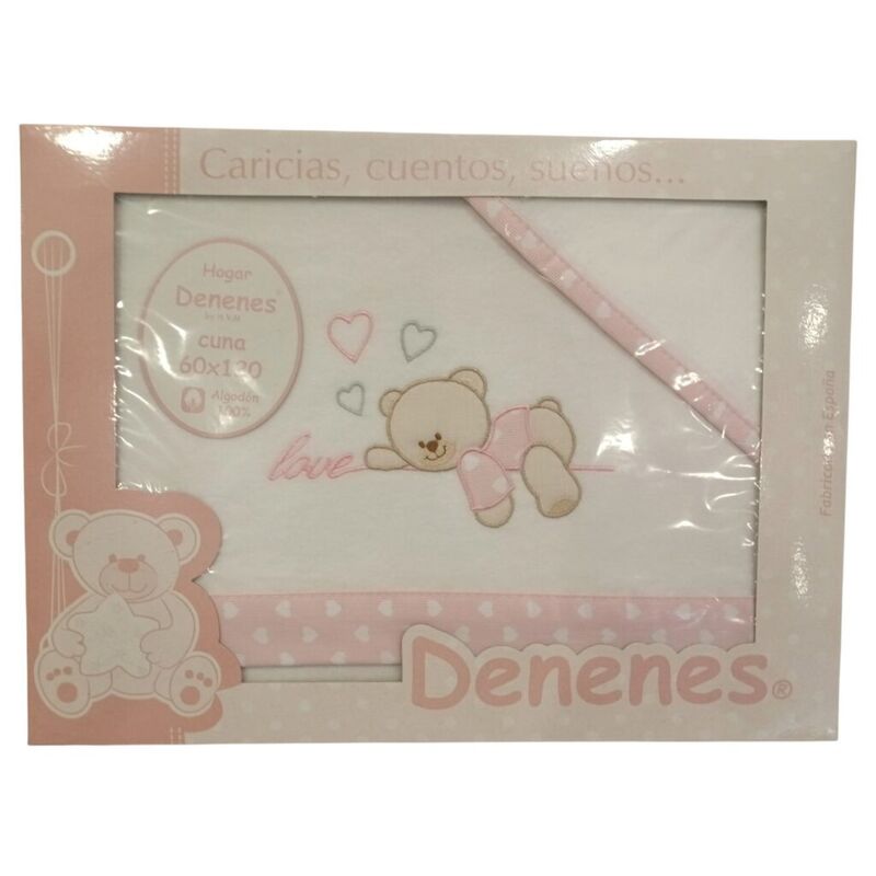 53 Juego de sábanas de franela osito rosa Denenes. MOBILIARIO Y DECORACION PARA BEBE - ROPA CUNA MINICUNA SABANAS . Color