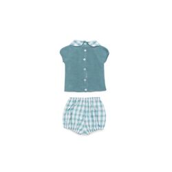 26075 CONJUNTO PANTALON TELA CUADROS JULIANA. ROPA PARA BEBES ,PREMAMA Y COLEGIAL - DE 0 5 AÑOS INFANTIL VERANO NIÑO Conjuntos