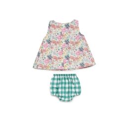 26092 JESUSITO CON BRAGA TELA CUADROS FLORES JULIANA. ROPA PARA BEBES ,PREMAMA Y COLEGIAL - DE 0 5 AÑOS INFANTIL VERANO Vestidos