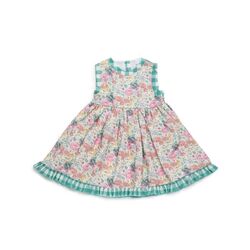 26148 VESTIDO CORTADO CINTURA FLORES CUADROS JULIANA. ROPA PARA BEBES ,PREMAMA Y COLEGIAL - DE 0 5 AÑOS INFANTIL VERANO NIÑA