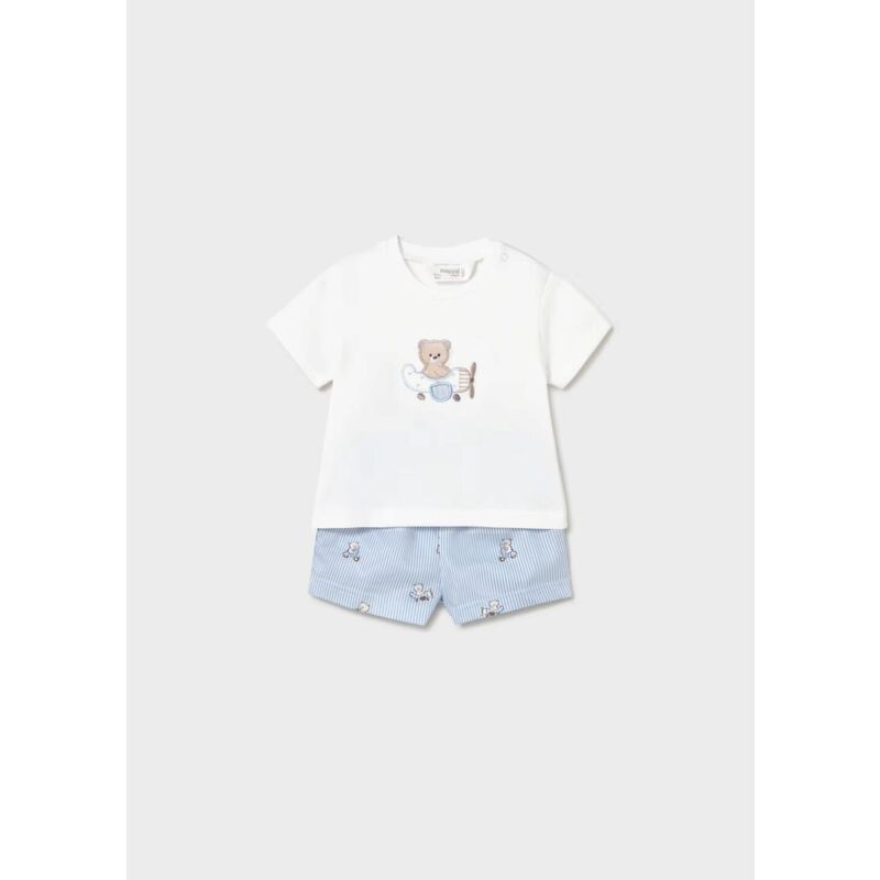1275 Conjunto pantalón corto cielo  mayoral. ROPA PARA BEBES ,PREMAMA Y COLEGIAL - DE 0 5 AÑOS INFANTIL VERANO RECIEN NACIDO