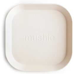 48117 PACK DOS PLATOS CUADRADOS SOLID IVORY 19x19x3 CM MUSHIE. PUERICULTURA Y COMPLEMENTOS PARA BEBES . Color Beige. 