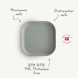 48117 PACK DOS PLATOS CUADRADOS SOLID IVORY 19x19x3 CM MUSHIE. PUERICULTURA Y COMPLEMENTOS PARA BEBES . Color Beige. 