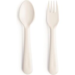 PACK TENEDOR Y CUCHARA SOLID IVORY 15.5x2.5 CM MUSHIE. PUERICULTURA Y COMPLEMENTOS PARA BEBES . Color Beige. 