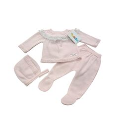 C1001 CONJUNTO PUNTO BEBE TRES PIEZAS CUCADAS. ROPA PARA BEBES ,PREMAMA Y COLEGIAL - DE 0 5 AÑOS INFANTIL VERANO Conjuntos Punto