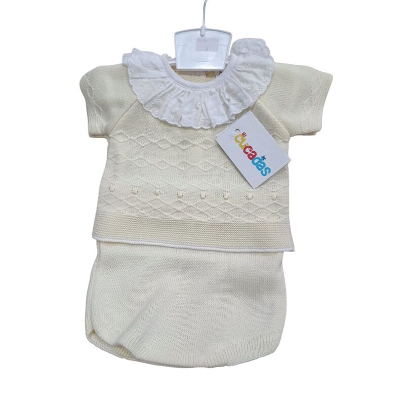 C1100 CONJUNTO PUNTO BEBE DOS PIEZAS AMARILLO CUCADAS. ROPA PARA BEBES ,PREMAMA Y COLEGIAL - DE 0 5 AÑOS INFANTIL VERANO