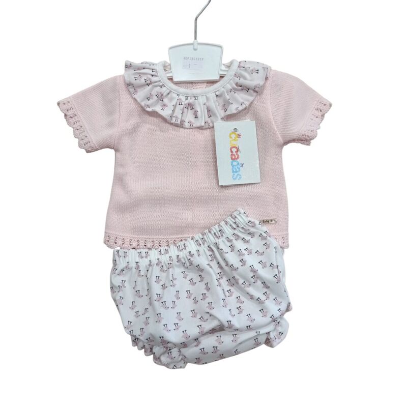 C1317 CONJUNTO BRAGUITA POLLITOS ROSA CUCADAS. ROPA PARA BEBES ,PREMAMA Y COLEGIAL - DE 0 5 AÑOS INFANTIL VERANO Conjuntos