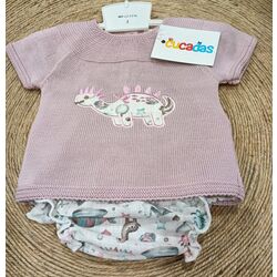 C1318 CONJUNTO BRAGUITA DINO ROSA CUCADAS. ROPA PARA BEBES ,PREMAMA Y COLEGIAL - DE 0 5 AÑOS INFANTIL VERANO Conjuntos Ranita .