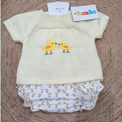 C1319 CONJUNTO BRAGUITA POLLITOS CUCADAS. ROPA PARA BEBES ,PREMAMA Y COLEGIAL - DE 0 5 AÑOS INFANTIL VERANO Conjuntos Ranita .