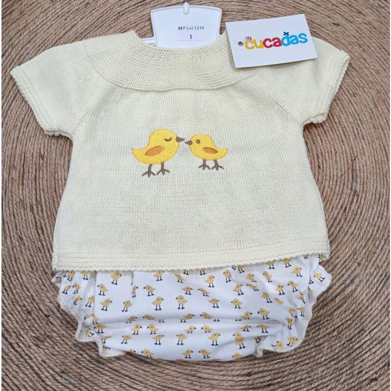 C1319 CONJUNTO BRAGUITA POLLITOS CUCADAS. ROPA PARA BEBES ,PREMAMA Y COLEGIAL - DE 0 5 AÑOS INFANTIL VERANO Conjuntos Ranita .