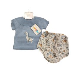 C1320 CONJUNTO BRAGUITA DINO AZULADO CUCADAS. ROPA PARA BEBES ,PREMAMA Y COLEGIAL - DE 0 5 AÑOS INFANTIL VERANO Conjuntos Ranita