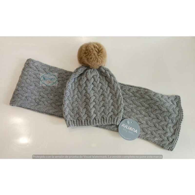 GORRO Y BUFANDA TRENZAS  TALLA UNICA J415 JULIANA. ROPA PARA BEBES ,PREMAMA Y COLEGIAL - DE 0 5 AÑOS INVIERNO GORROS BUFANDAS